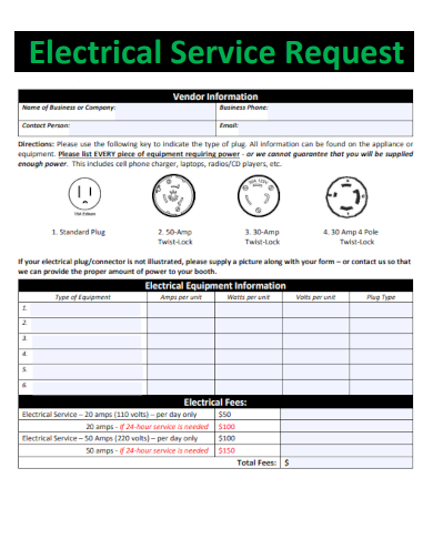 sample electrical service request template