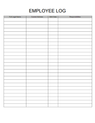 sample employee log form template