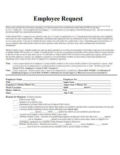 sample employee request basic template