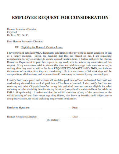 sample employee request for consideration template