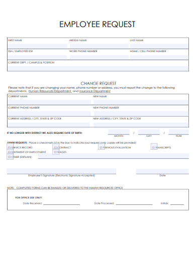 sample employee request formal template