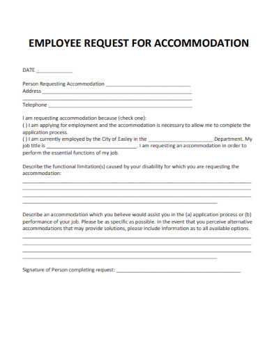 sample employee request for accommodation template