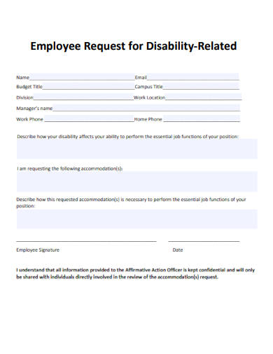 sample employee request for disability related template