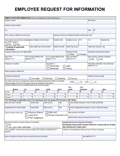 sample employee request for information template