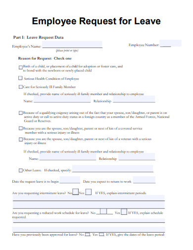 sample employee request for leave template
