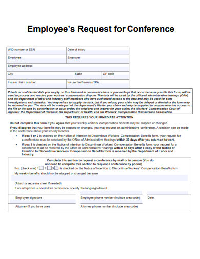 sample employees request for conference template