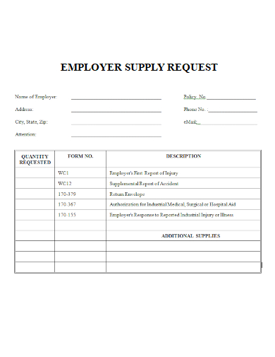 sample employer supply request template