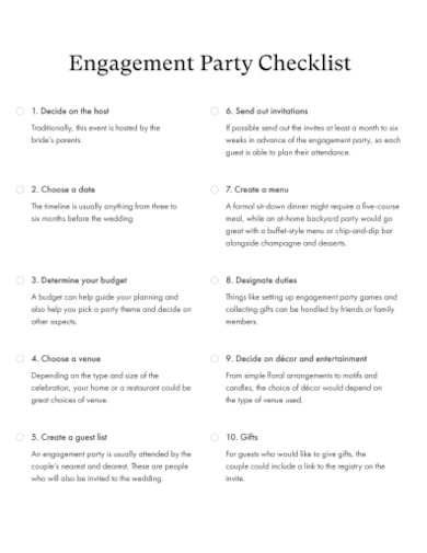 sample engagement party checklist template