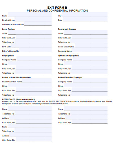 sample exit form template