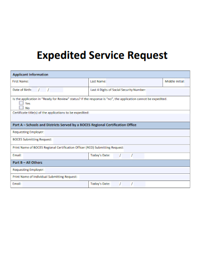 sample expedited service request template
