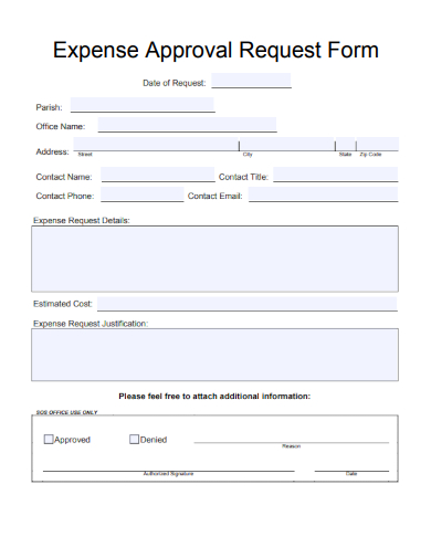 sample expense approval request form template