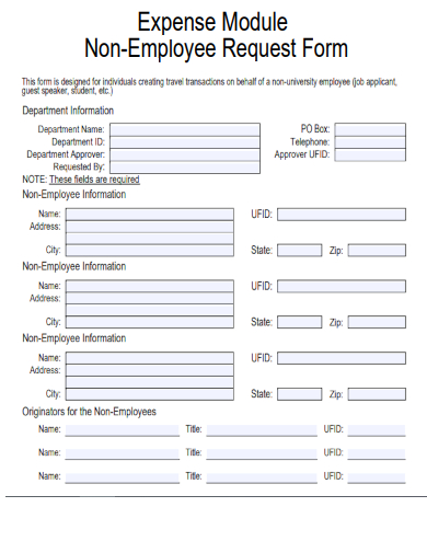 sample expense module non employee request form template