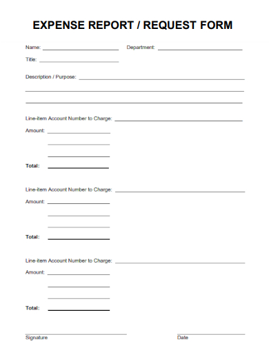 sample expense report request form template