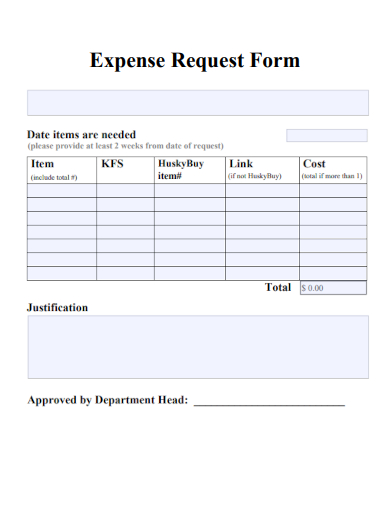 sample expense request form basic template
