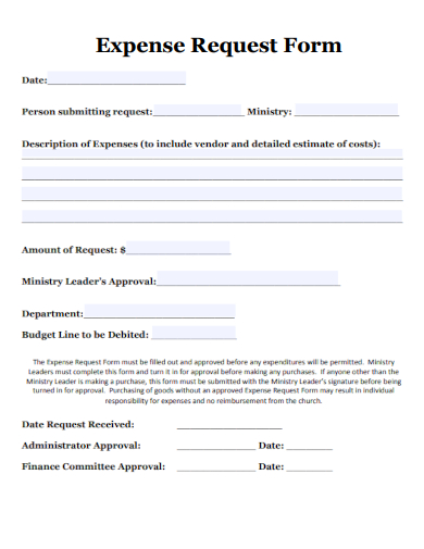 sample expense request form blank template