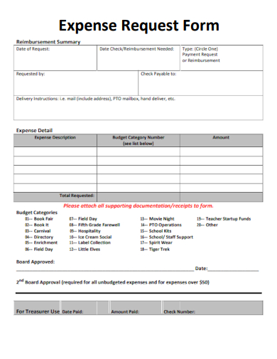 sample expense request form formal template