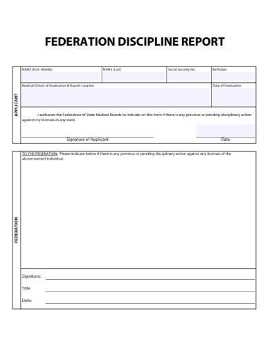 sample federation discipline report form template