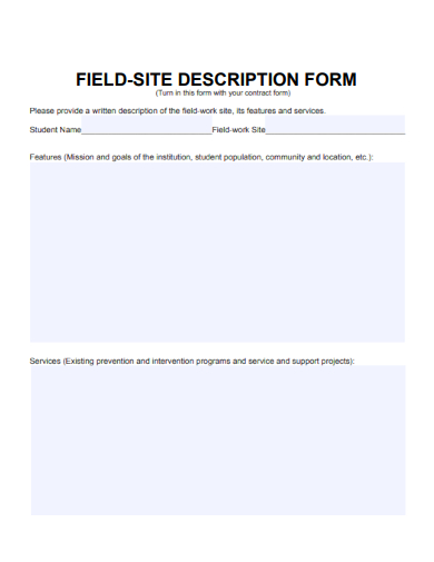 sample field site description form template