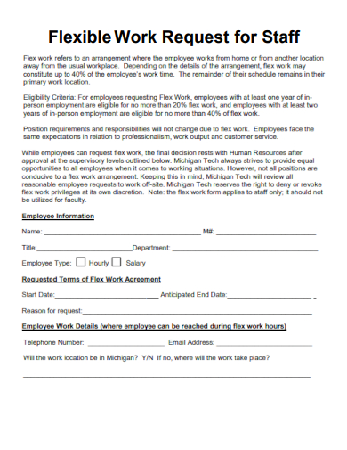 sample flexible work staff request template
