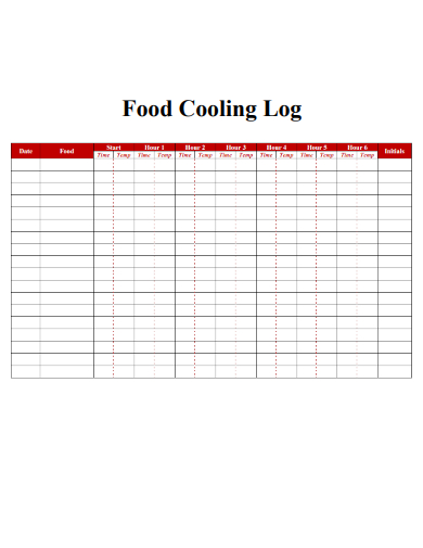 sample food cooling log form template