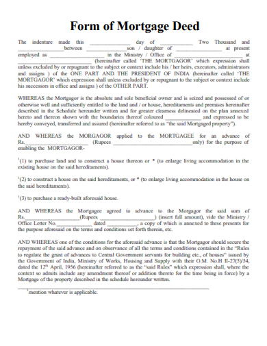 sample form of mortgage deed template