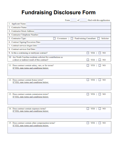 sample fundraising disclosure form template
