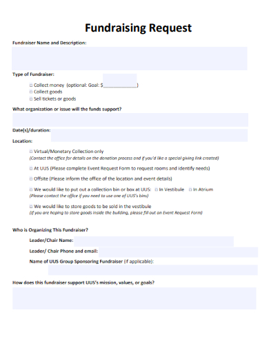 sample fundraising request editable template