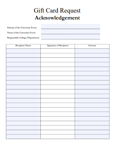 sample gift card request acknowledgement template