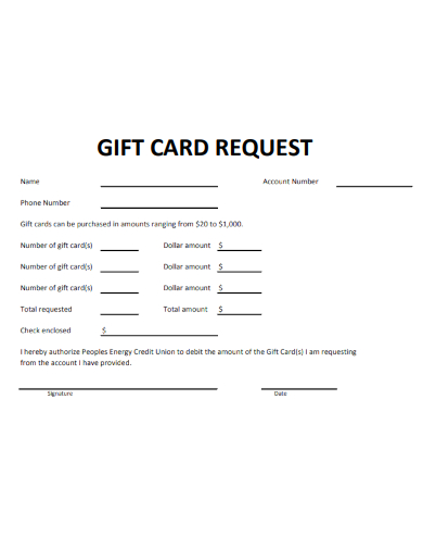 sample gift card request blank template