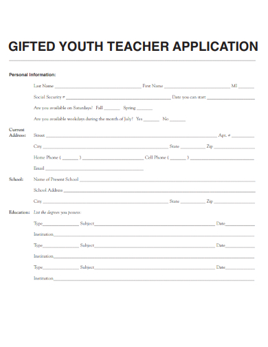 sample gifted youth teacher application template