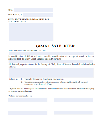 sample grant sale deed template