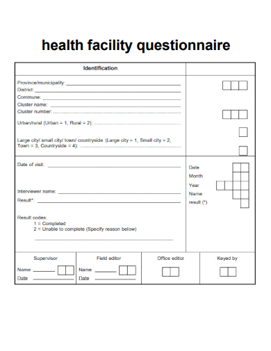 sample health facility questionnaire template