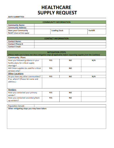 sample healthcare supply request template