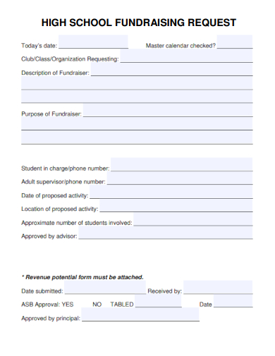sample high school fundraising request template