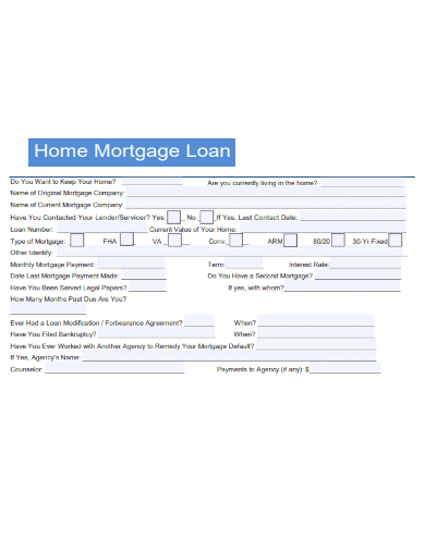 sample home mortgage loan form template