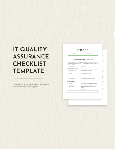 sample it quality assurance checklist template