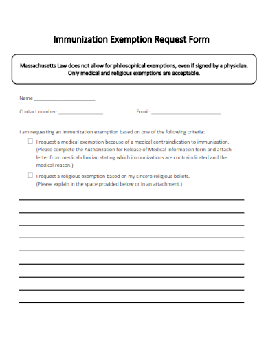 sample immunization exemption request form template