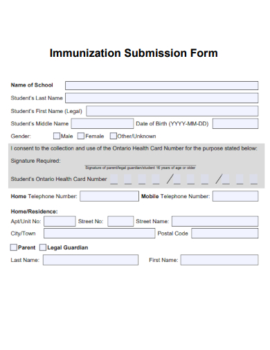 sample immunization submission form template