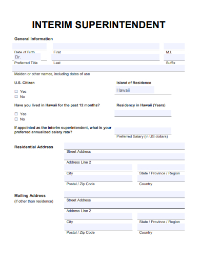 sample interim superintendent form template