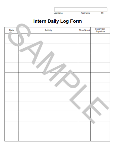 sample intern daily log form templates