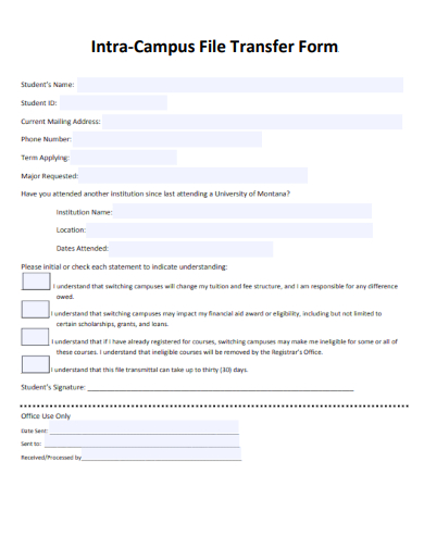 sample intra campus file transfer form template