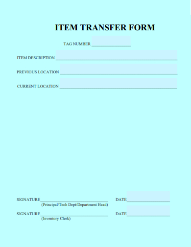 sample item transfer form template