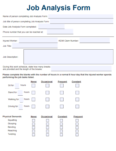 sample job analysis form formal template