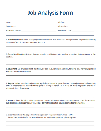 sample job analysis form professional template