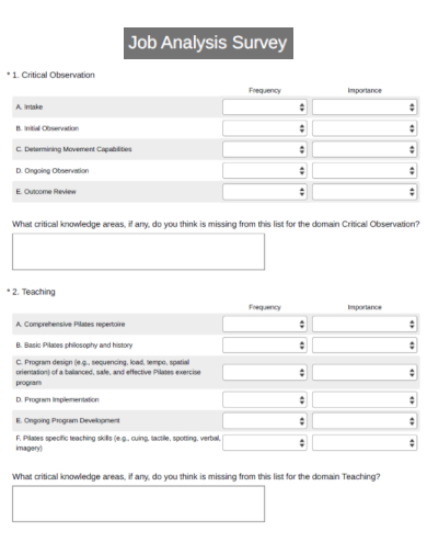 sample job analysis survey form template