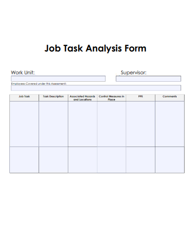 sample job task analysis form template