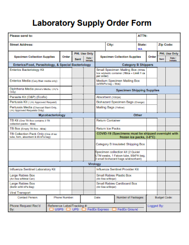 sample laboratory supply order form template