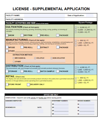 sample license supplemental application templates