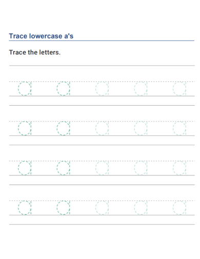 sample lowercase tracing worksheet template