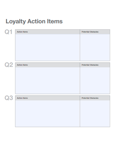 sample loyalty action items template